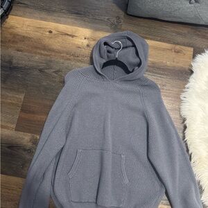 Edikted Slate Gray Ribbed Hoodie